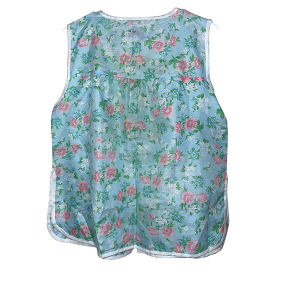 Floral Blue Sleeveless Womens Apron-Style Top With Pockets By MoonDance - Picture 5 of 9
